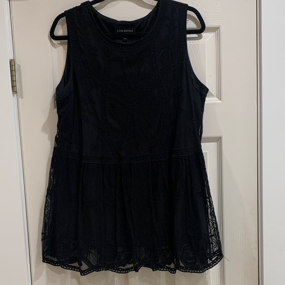 Lane Bryant Black Lace Black Blouse Top Size 16